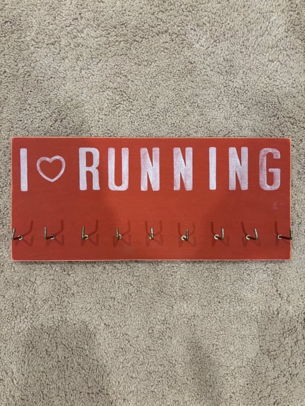 Red "I ♥ RUNNING" Wall Key & Medal Hanger